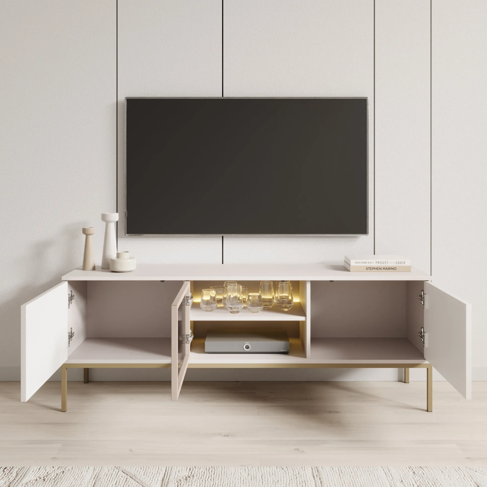 Legend - TV-Meubel met 3 deuren - Beige - 154 cm