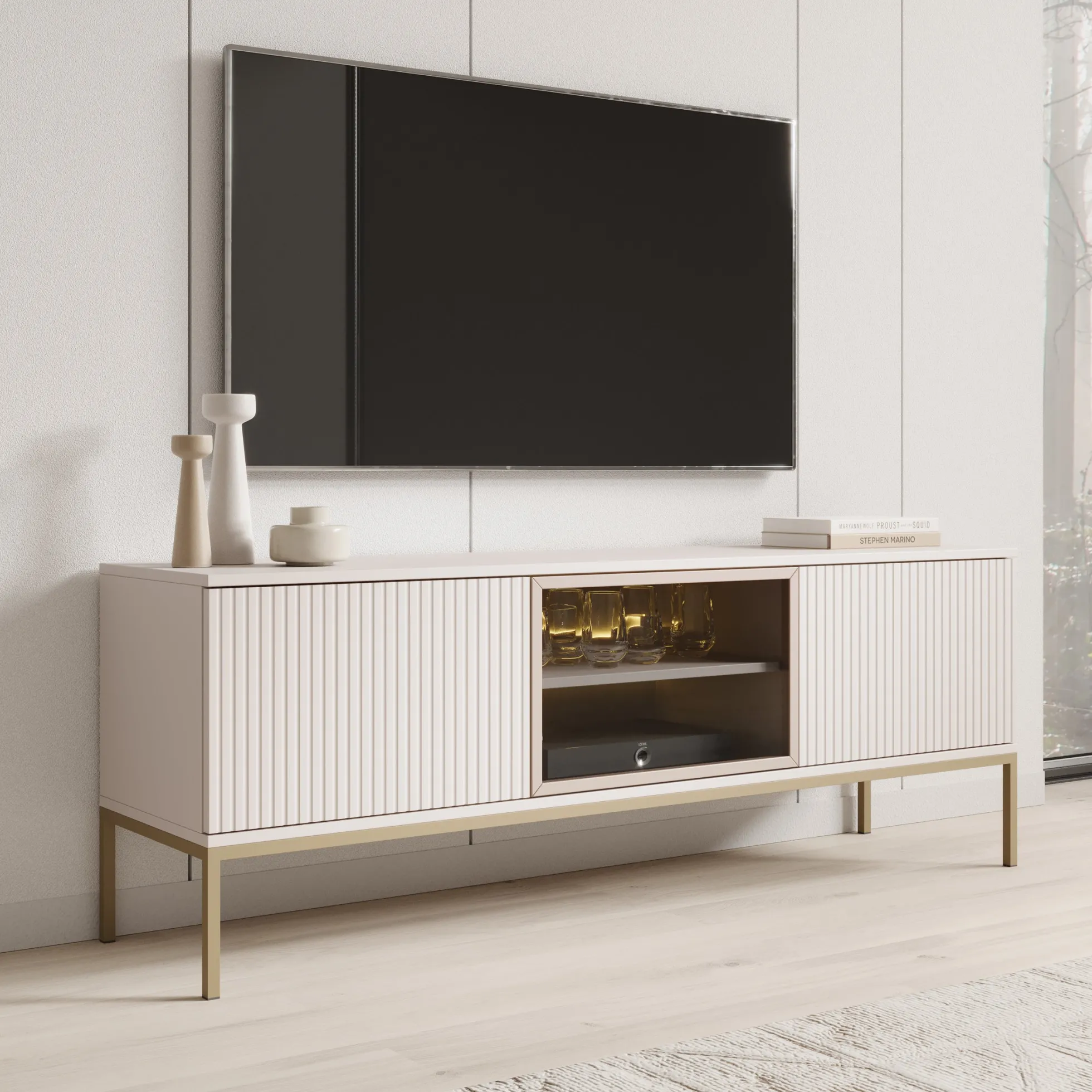 Legend - TV-Meubel met 3 deuren - Beige - 154 cm