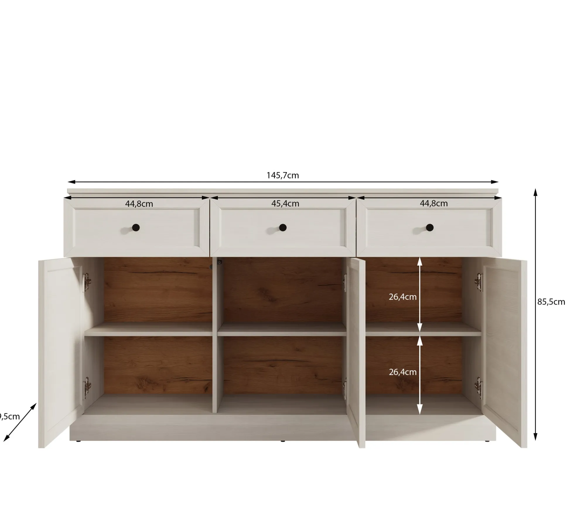 Leroy - Dressoir - Wit - 146x40x86 cm