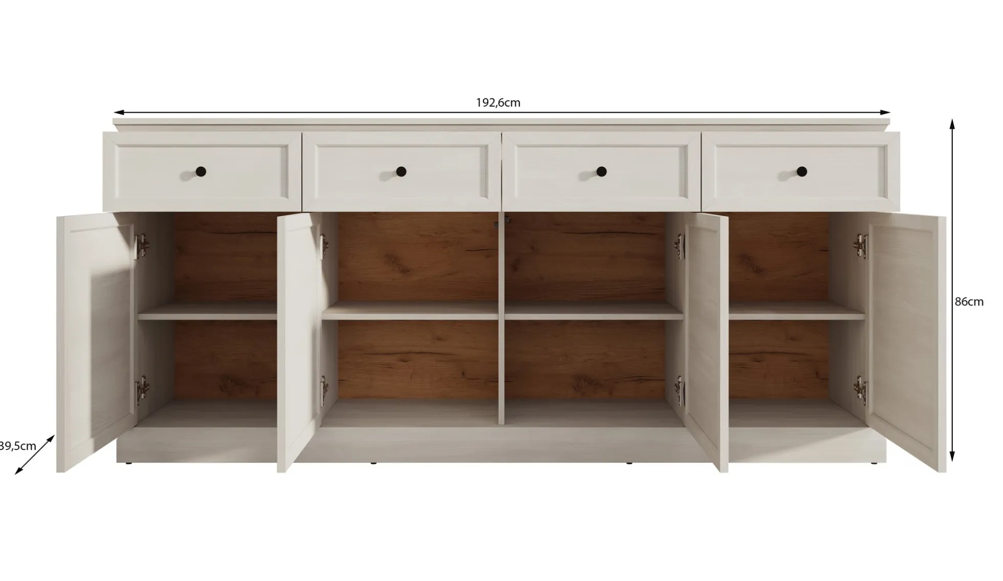 Leroy - Dressoir - Wit - 193x40x86 cm