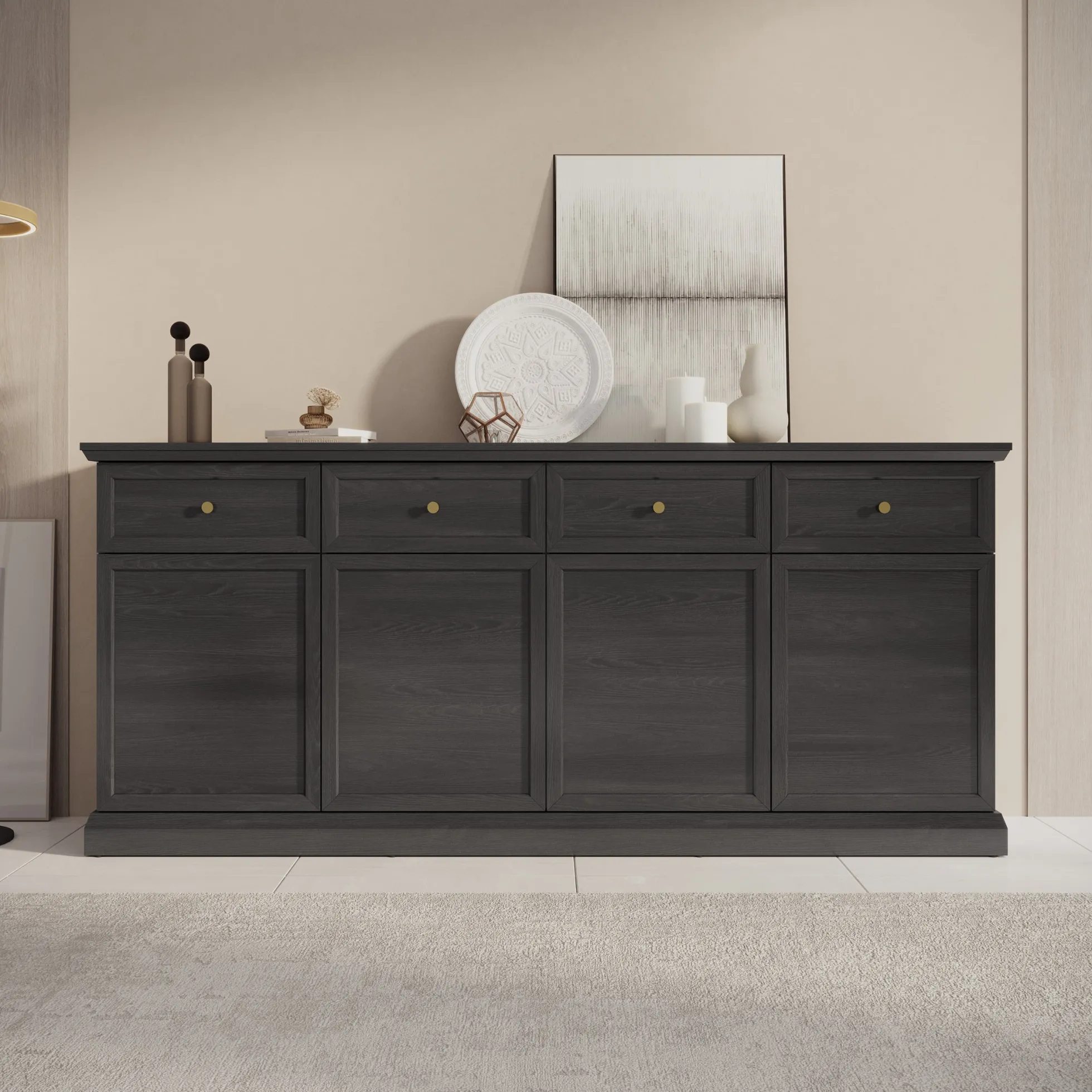 Leroy - Dressoir - Zwart - 193x40x86 cm