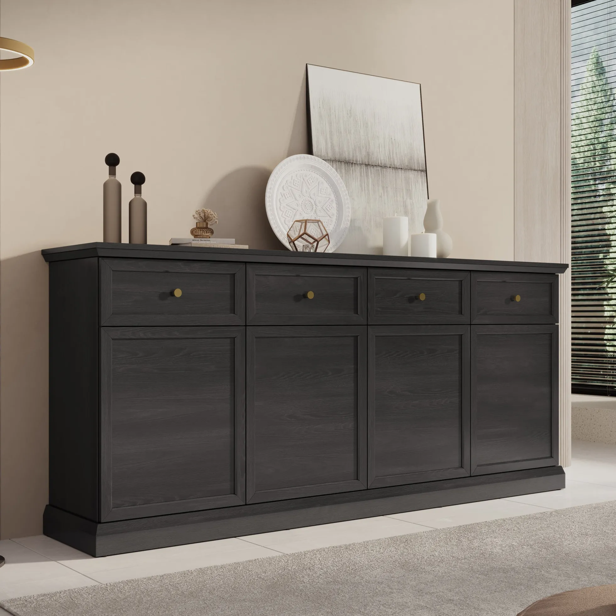 Leroy - Dressoir - Zwart - 193x40x86 cm