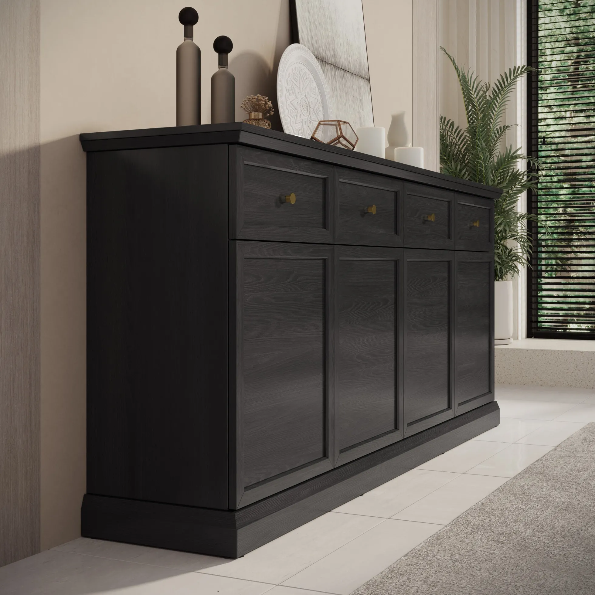 Leroy - Dressoir - Zwart - 193x40x86 cm