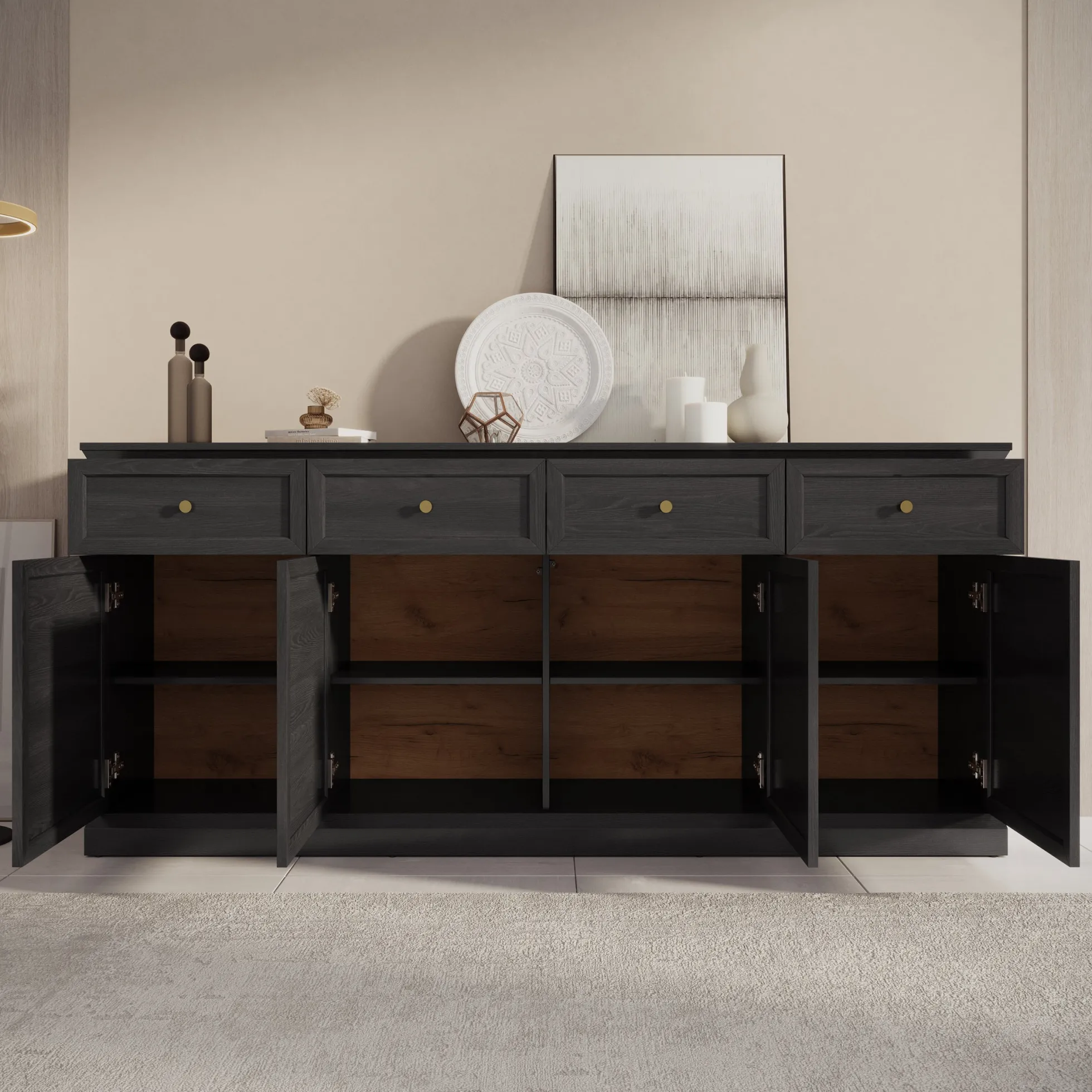 Leroy - Dressoir - Zwart - 193x40x86 cm