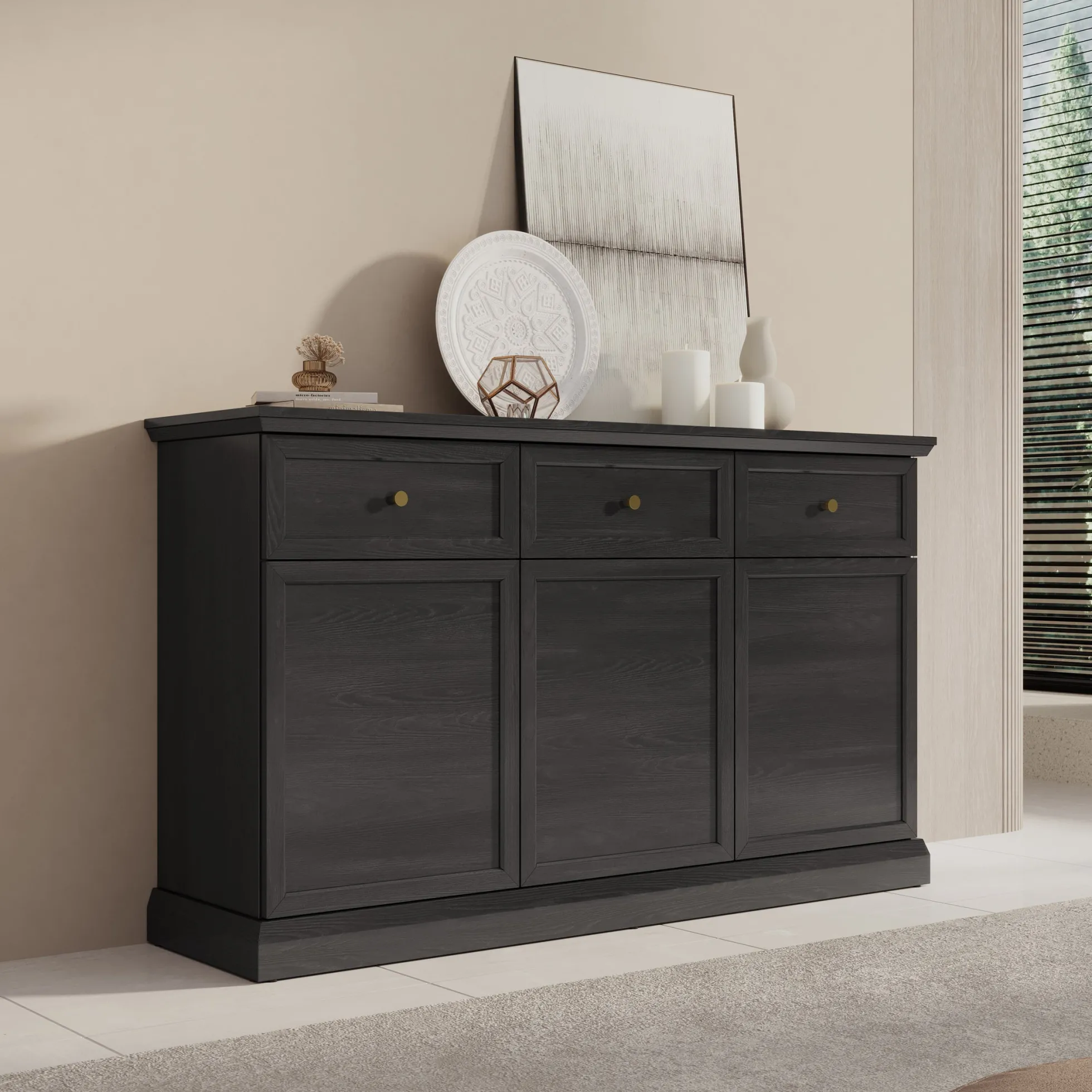 Leroy - Dressoir - Zwart - 146x40x86 cm