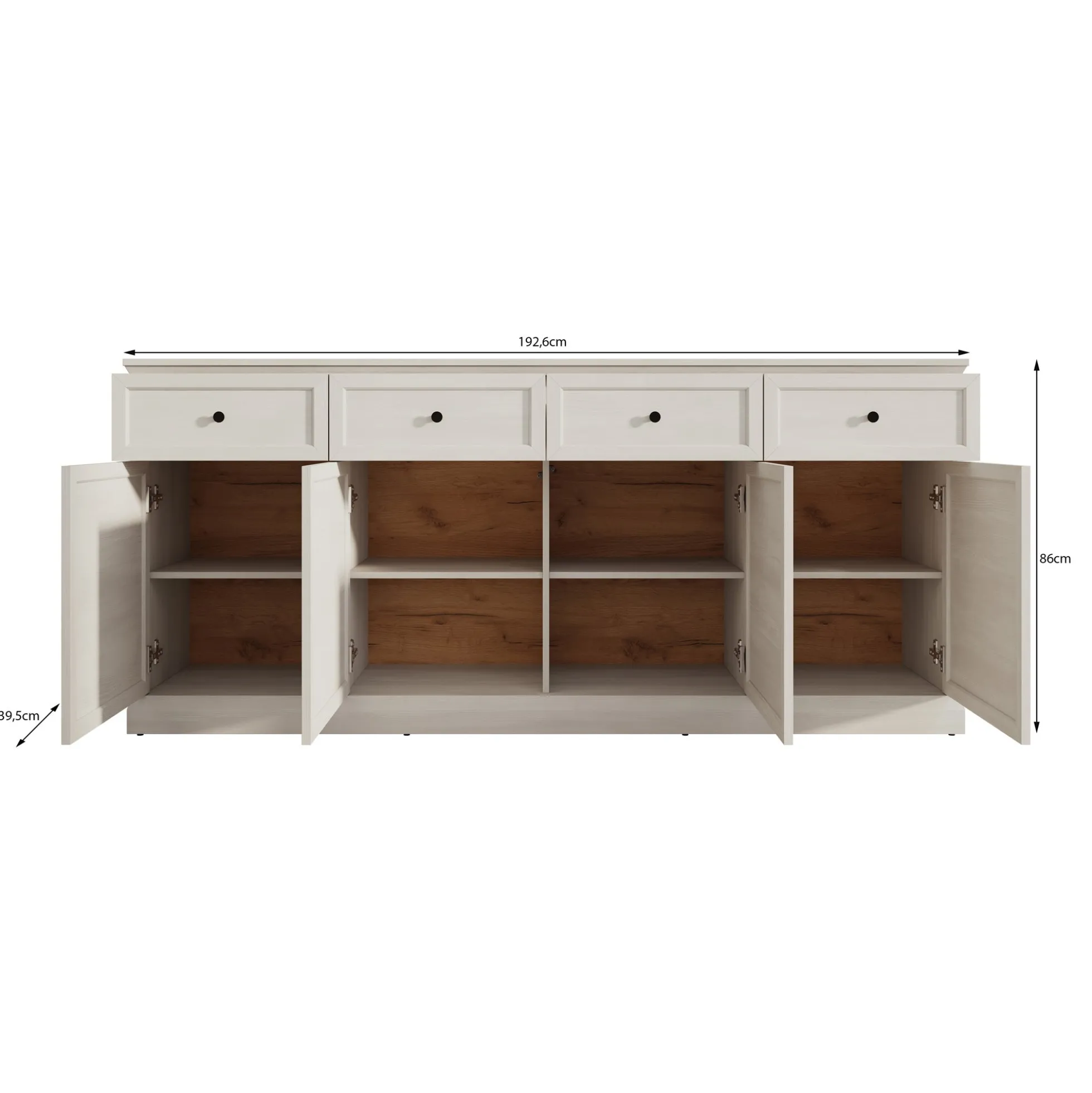 Leroy - Dressoir - Zwart - 146x40x86 cm