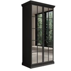 Leroy - Kledingkast 2-deurs - Zwart/eiken - 102x56x199 cm