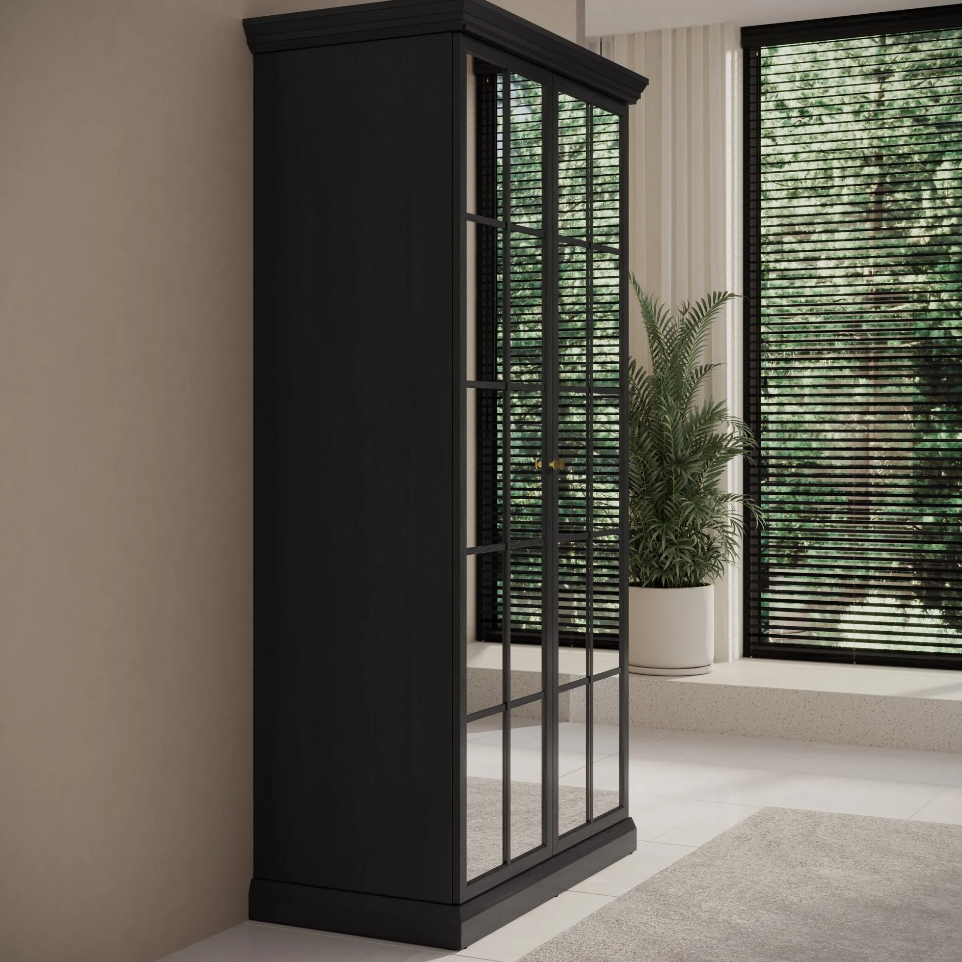 Leroy - Kledingkast 2-deurs - Zwart/eiken - 102x56x199 cm