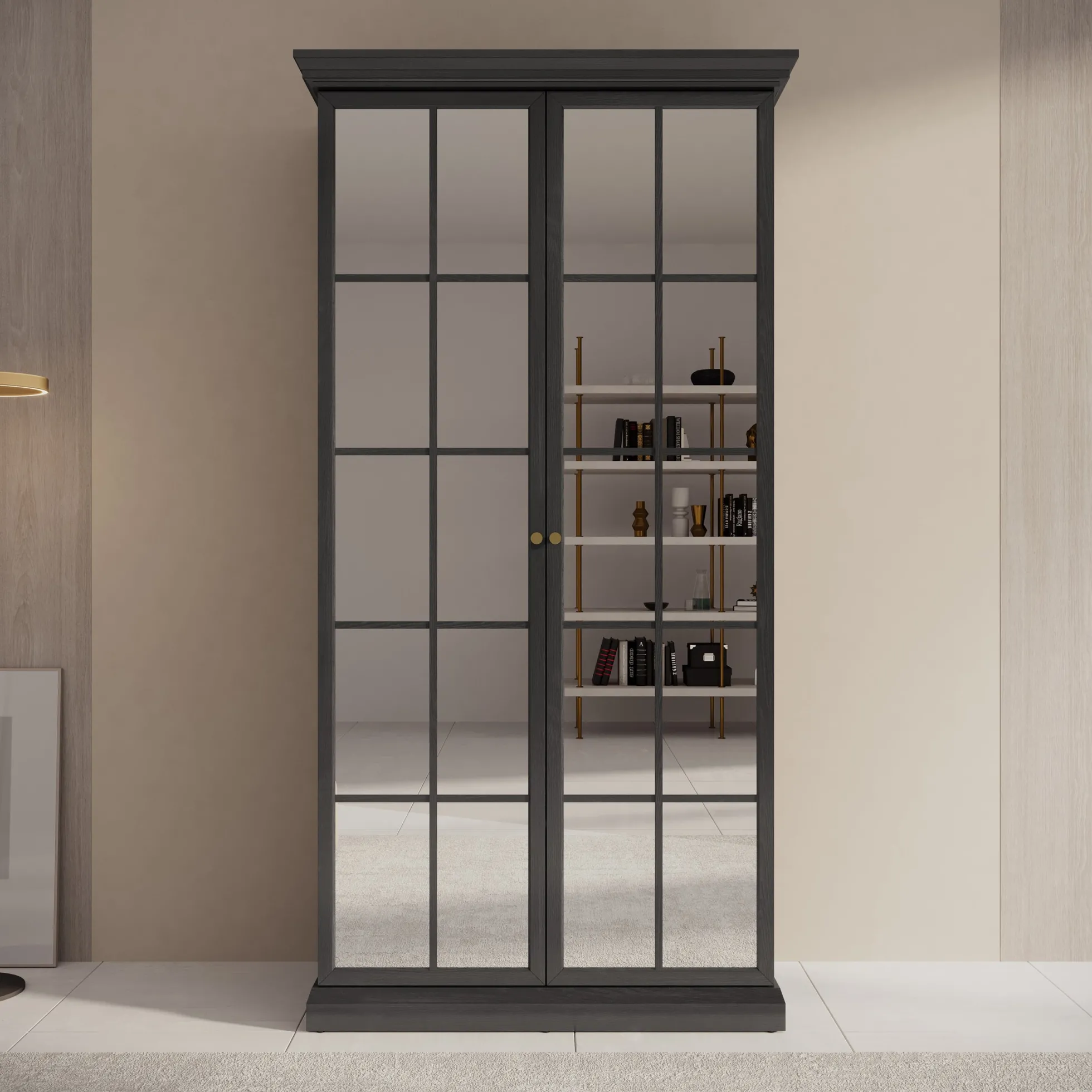 Leroy - Kledingkast 2-deurs - Zwart/eiken - 102x56x199 cm