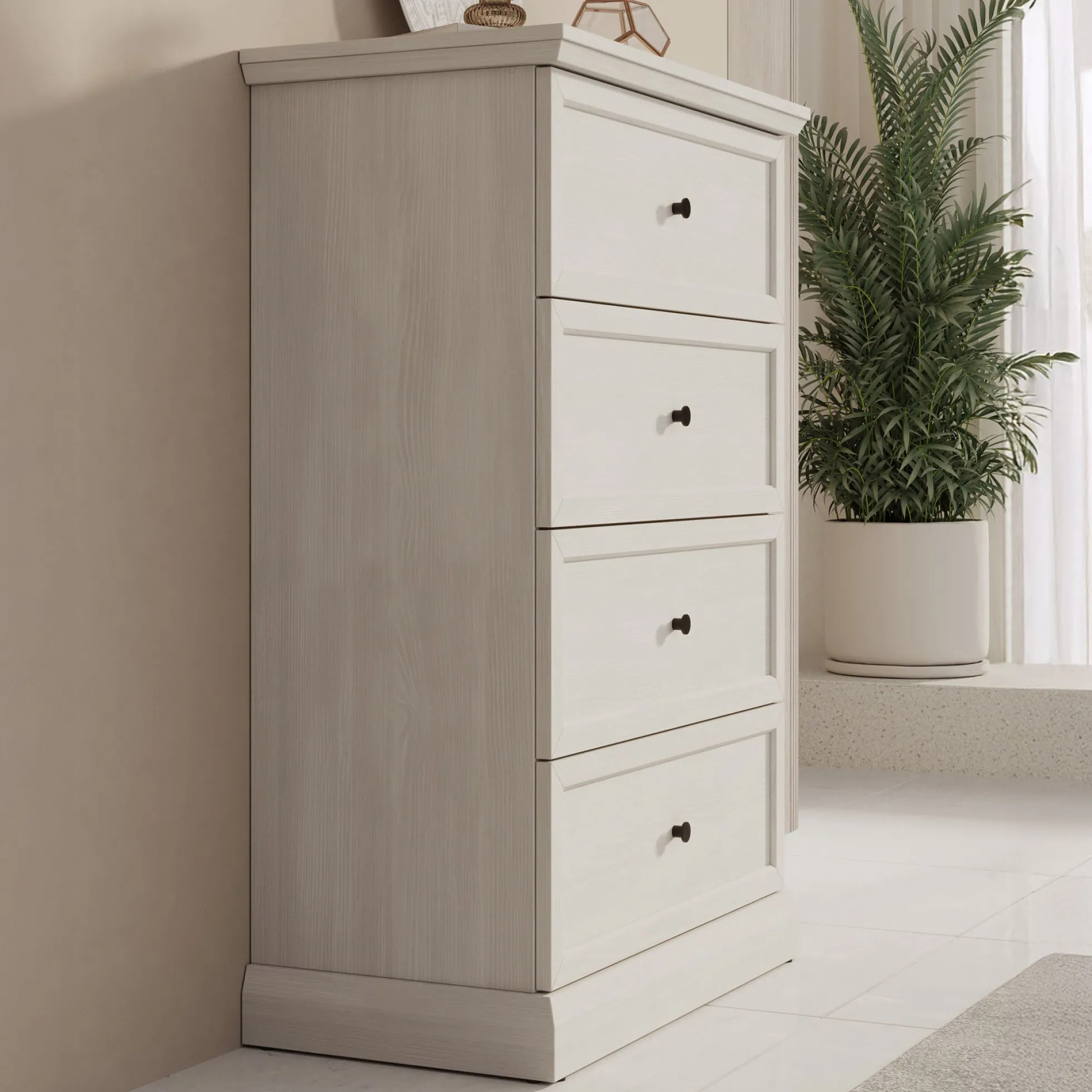 Leroy - Ladekast - Wit eiken - 75x40x110 cm