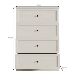 Leroy - Ladekast - Wit eiken - 75x40x110 cm