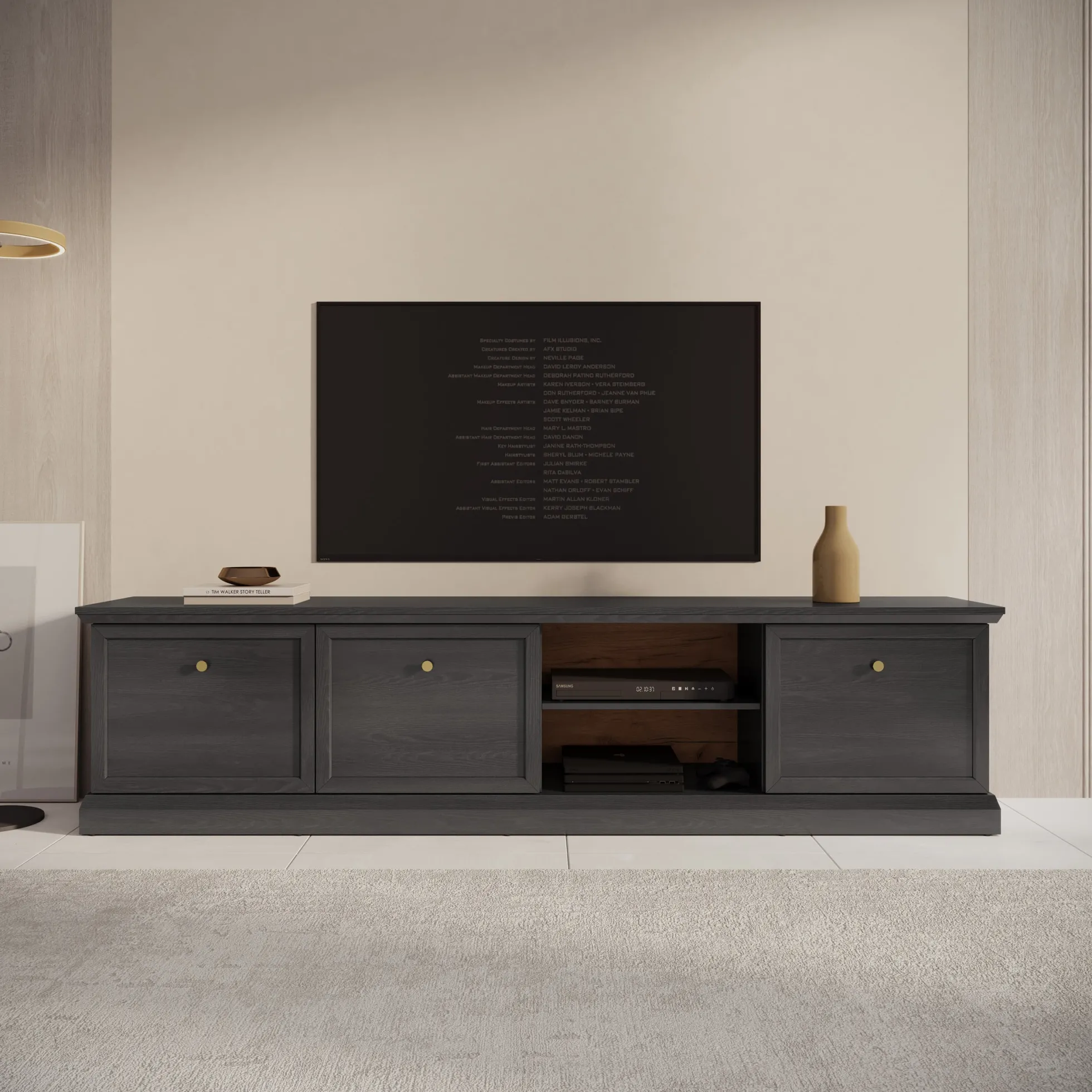 Leroy - TV-Meubel - Zwart eiken - 206x40x51 cm