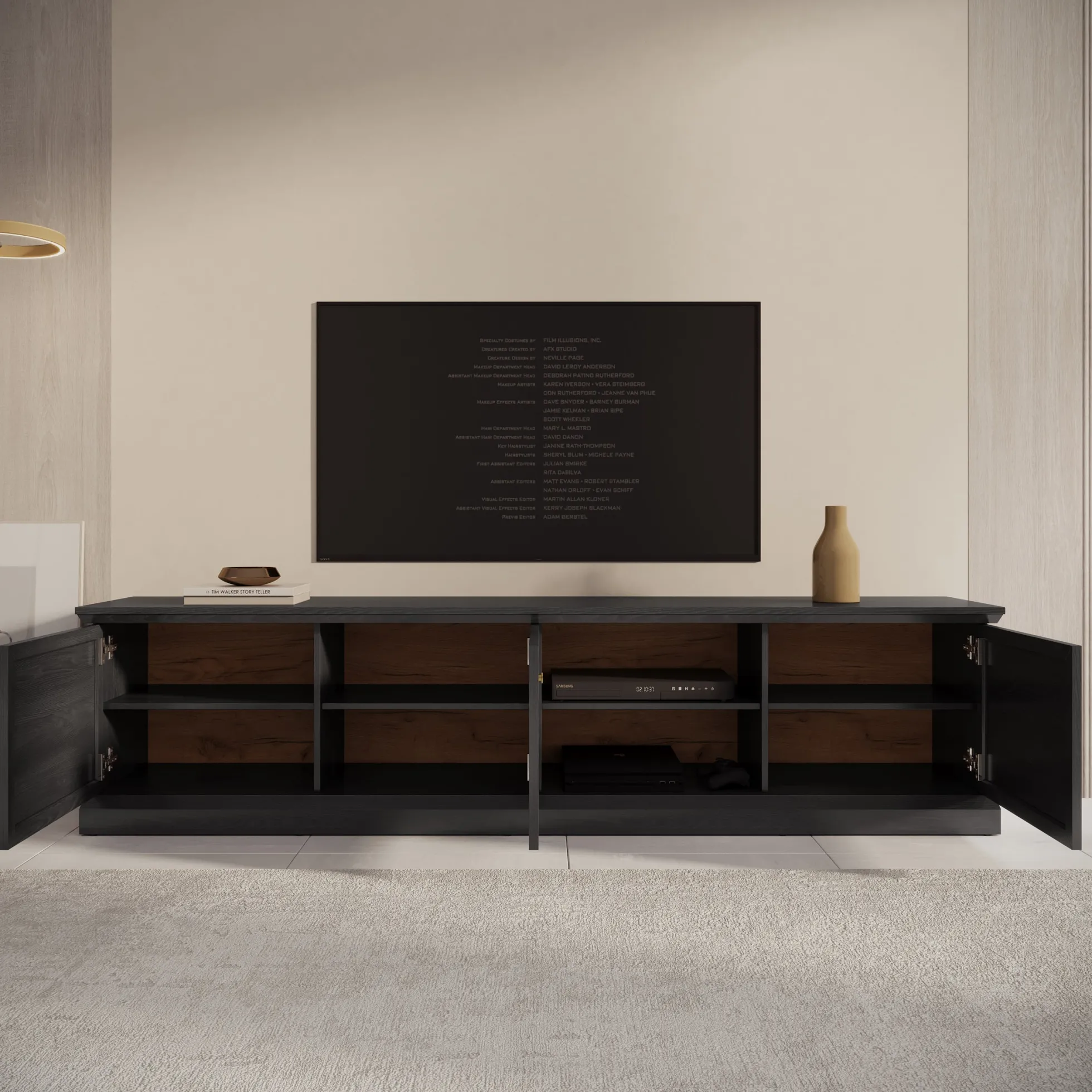 Leroy - TV-Meubel - Zwart eiken - 206x40x51 cm