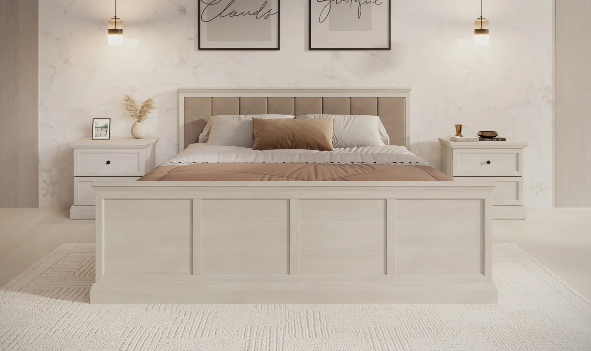Leroy - Tweepersoonsbed - Wit - 160x200 cm