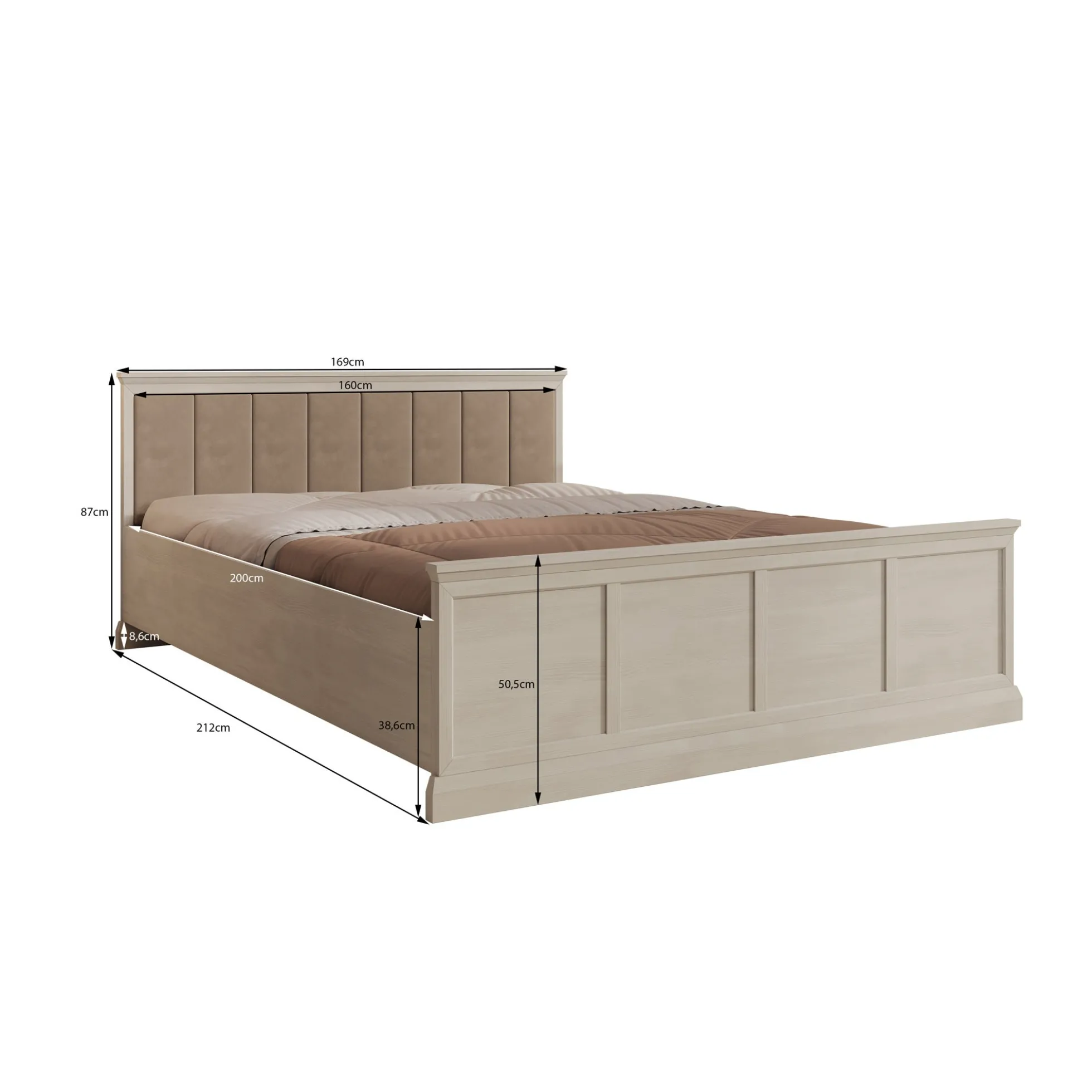 Leroy - Tweepersoonsbed - Zwart - 160x200 cm