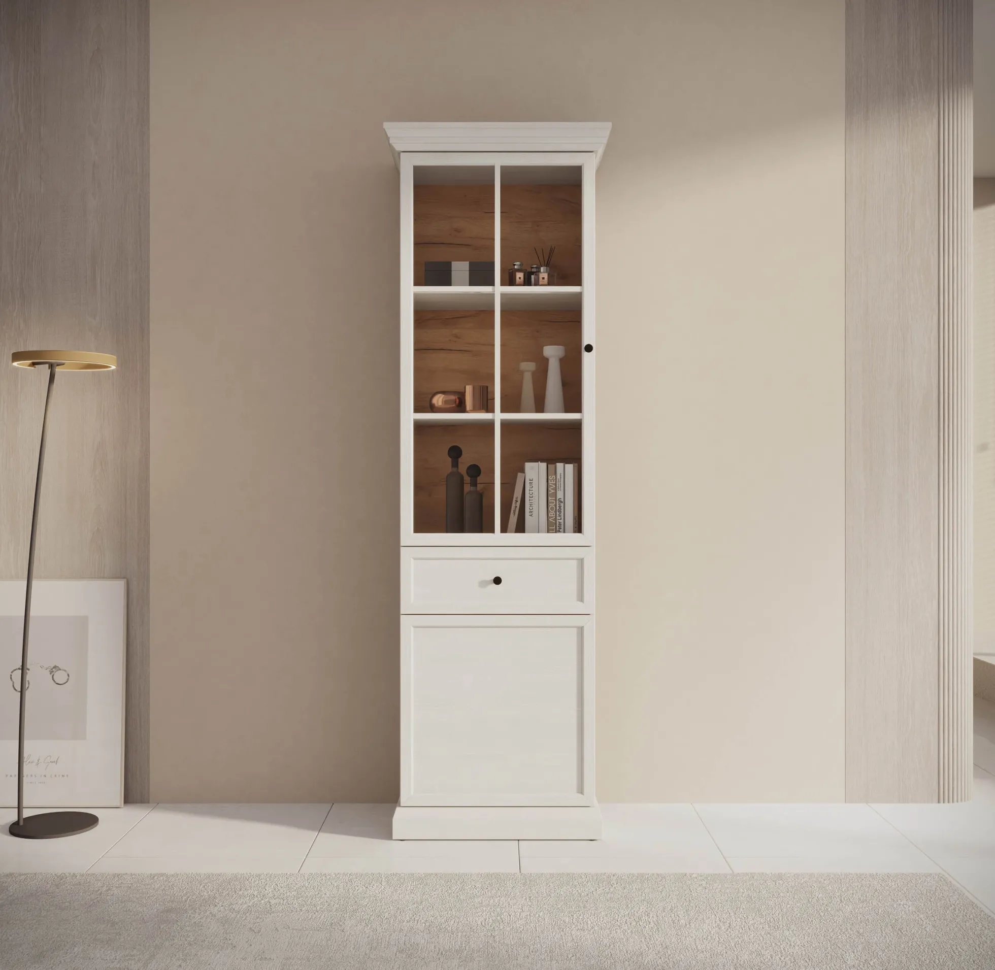 Leroy - Vitrinekast - Wit - 63x41x199 cm