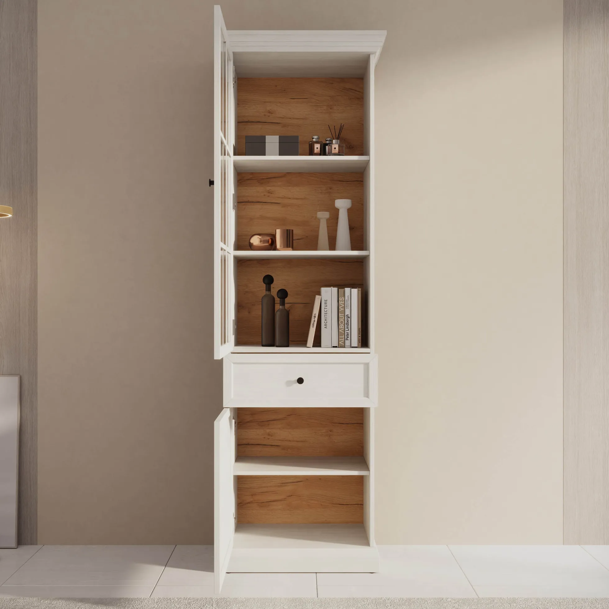 Leroy - Vitrinekast - Wit - 63x41x199 cm