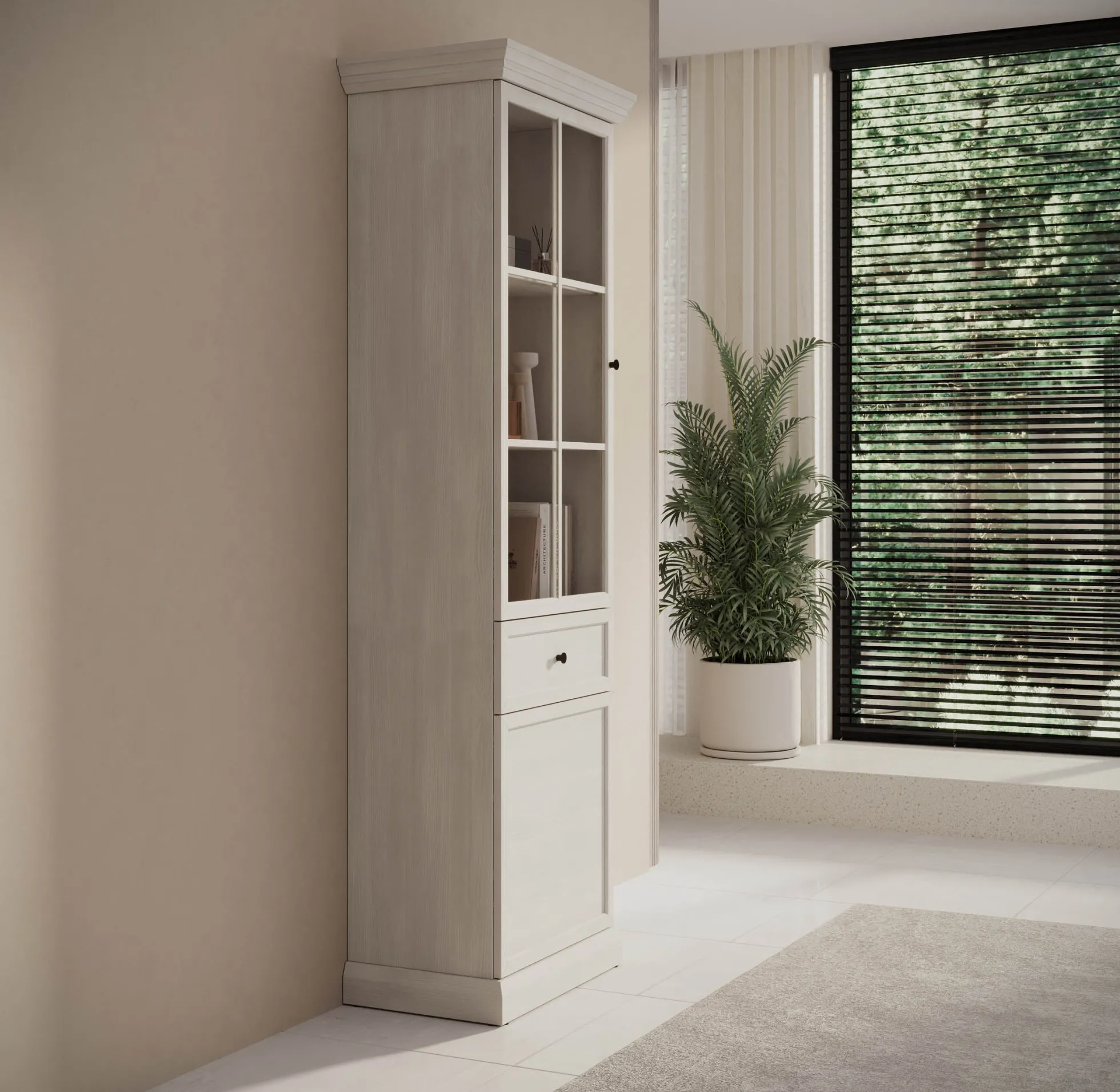 Leroy - Vitrinekast - Wit - 63x41x199 cm