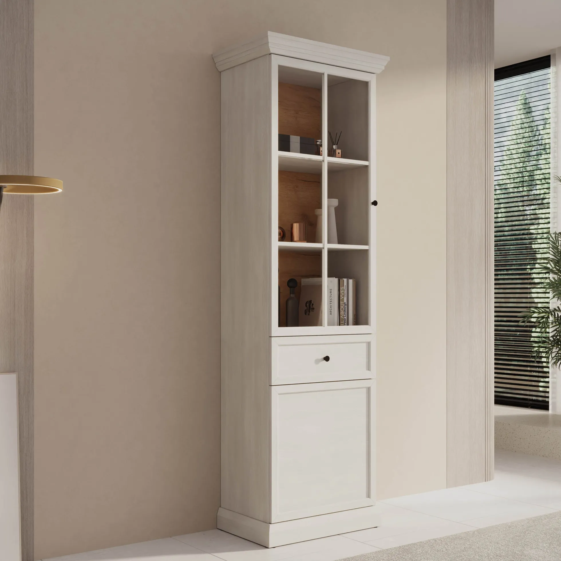 Leroy - Vitrinekast - Wit - 63x41x199 cm