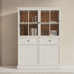 Leroy - Vitrinekast - Wit - 114x40x161 cm