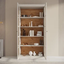 Leroy - Vitrinekast - Wit - 102x41x199 cm