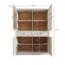 Leroy - Vitrinekast - Zwart - 114x40x161 cm