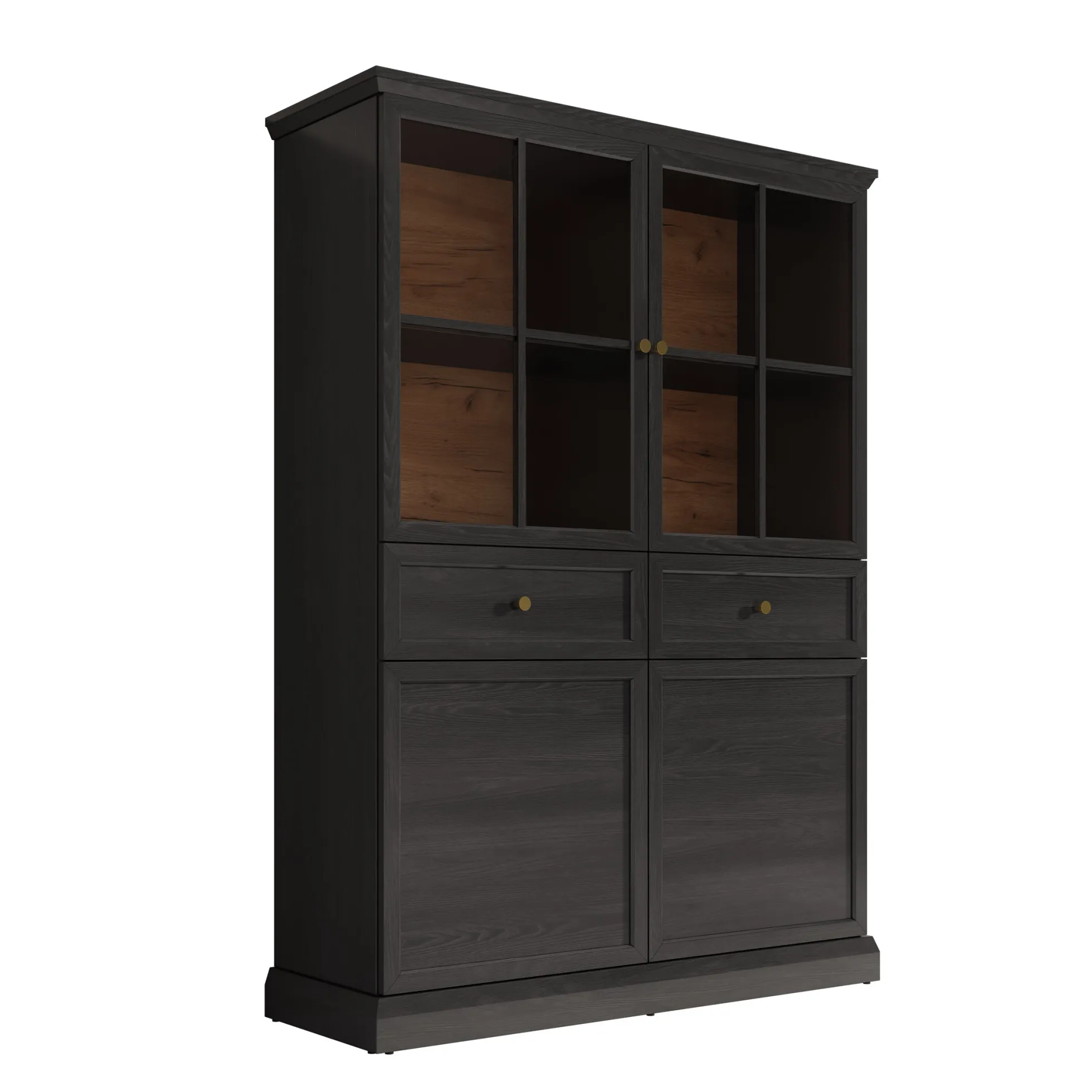 Leroy - Vitrinekast - Zwart - 114x40x161 cm