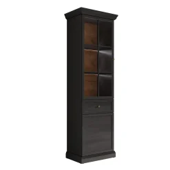 Leroy - Vitrinekast - Zwart - 63x41x199 cm