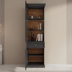 Leroy - Vitrinekast - Zwart - 63x41x199 cm