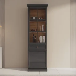 Leroy - Vitrinekast - Zwart - 63x41x199 cm