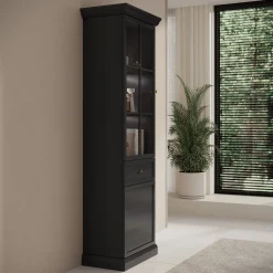 Leroy - Vitrinekast - Zwart - 63x41x199 cm