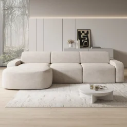 Liftado - Hoekbank 3-zits met chaise longue - Stof beige - Links