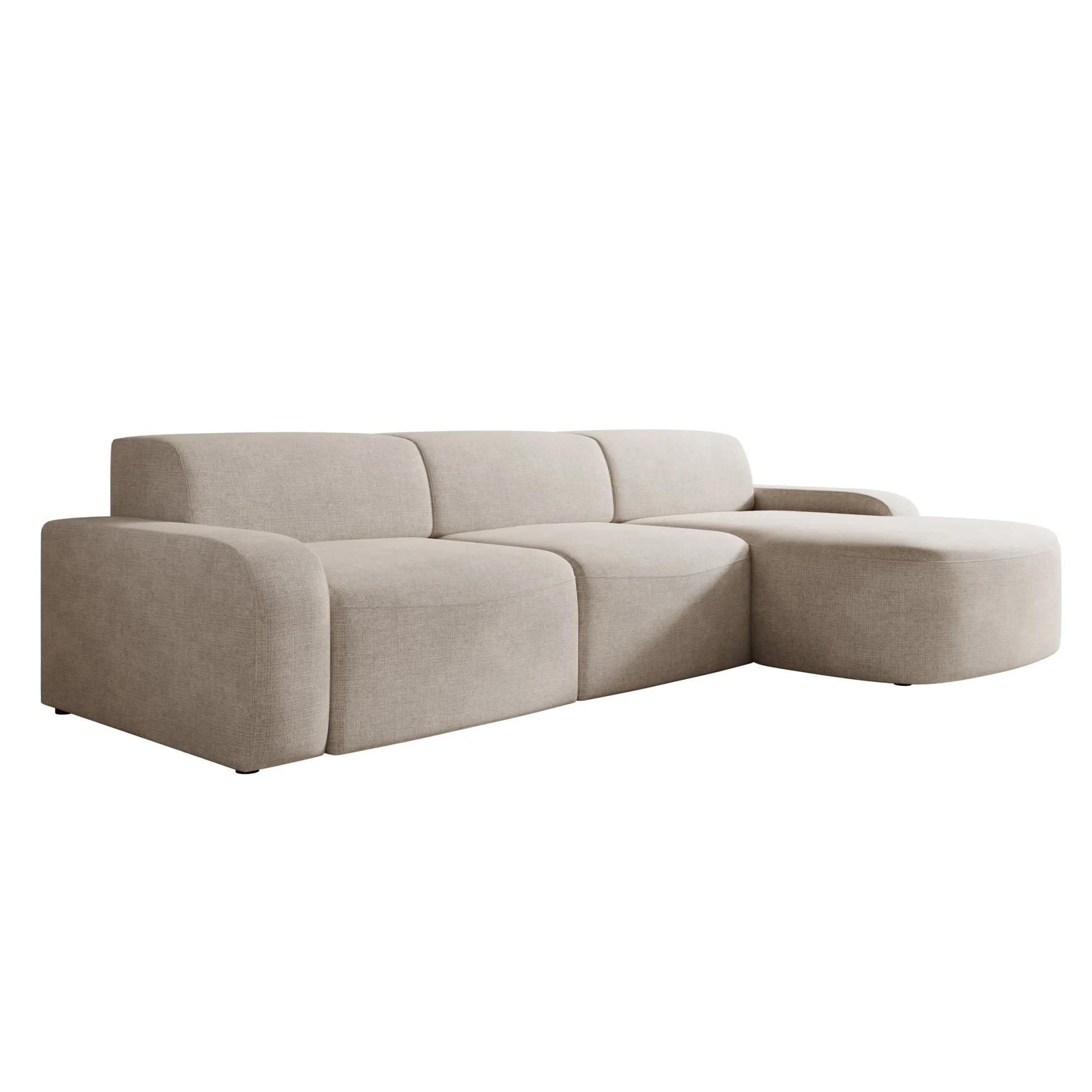 Liftado - Hoekbank 3-zits met chaise longue - Stof beige - Rechts