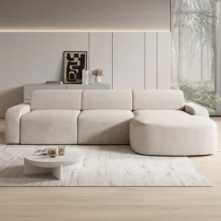 Liftado - Hoekbank 3-zits met chaise longue - Stof beige - Rechts