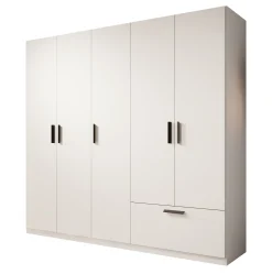 Lillian - Kledingkast 5-deurs - Wit - 225x54x210 cm