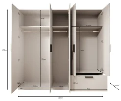 Lillian - Kledingkast 5-deurs - Wit - 225x54x210 cm