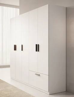 Lillian - Kledingkast 5-deurs - Wit - 225x54x210 cm