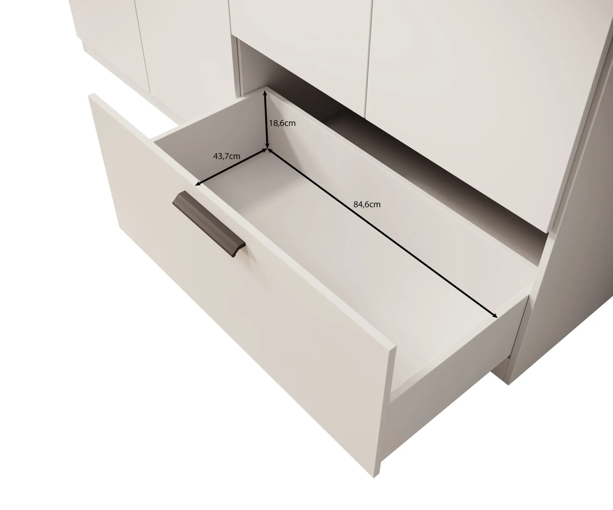 Lillian - Kledingkast 5-deurs - Wit - 225x54x210 cm