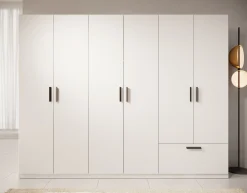 Lillian - Kledingkast 6-deurs - Wit - 270x54x210 cm