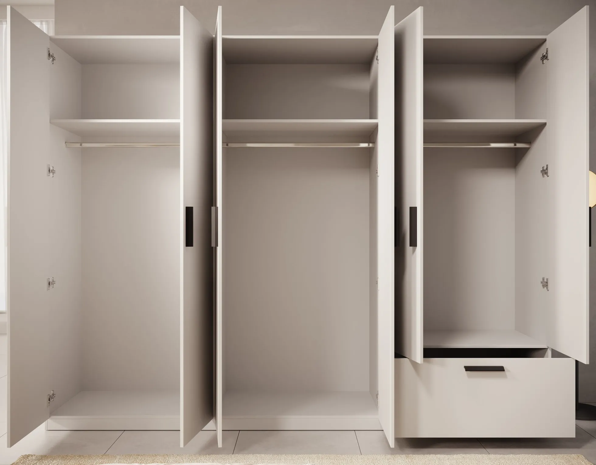 Lillian - Kledingkast 6-deurs - Wit - 270x54x210 cm