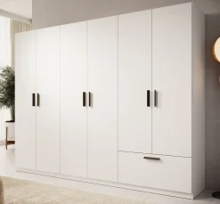 Lillian - Kledingkast 6-deurs - Wit - 270x54x210 cm