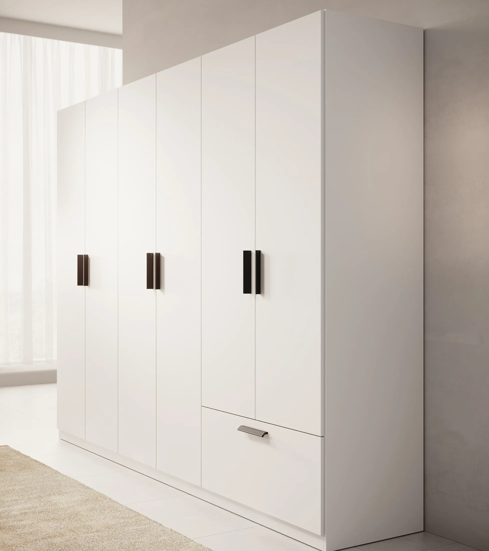 Lillian - Kledingkast 6-deurs - Wit - 270x54x210 cm