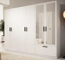 Lillian - Kledingkast met lade - Wit - 270x54x210 cm