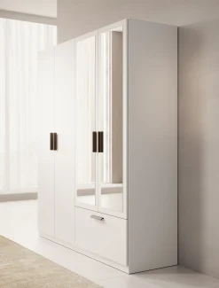 Lillian - Kledingkast met lade - Wit - 180x54x210 cm