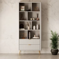Lima - Boekenkast - Beige - 88x38x194 cm
