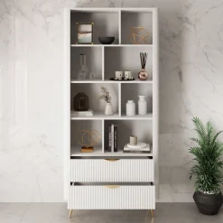 Lima - Boekenkast - Wit - 88x38x194 cm