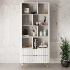 Lima - Boekenkast - Wit - 88x38x194 cm