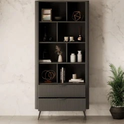 Lima - Boekenkast - Zwart - 88x38x194 cm