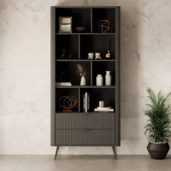 Lima - Boekenkast - Zwart - 88x38x194 cm