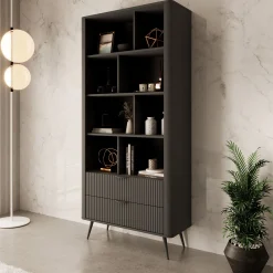 Lima - Boekenkast - Zwart - 88x38x194 cm